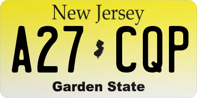 NJ license plate A27CQP