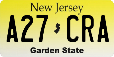 NJ license plate A27CRA