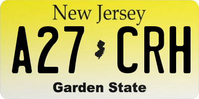 NJ license plate A27CRH