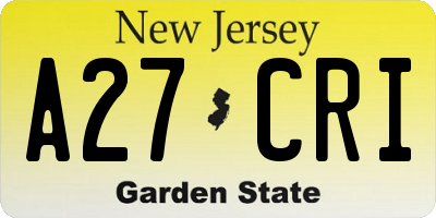 NJ license plate A27CRI
