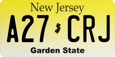 NJ license plate A27CRJ