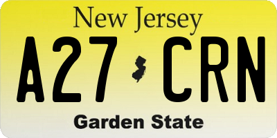 NJ license plate A27CRN