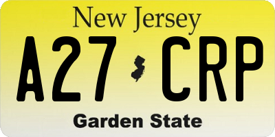 NJ license plate A27CRP