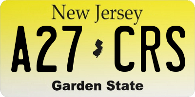 NJ license plate A27CRS