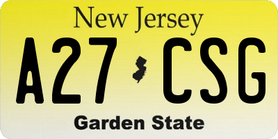 NJ license plate A27CSG