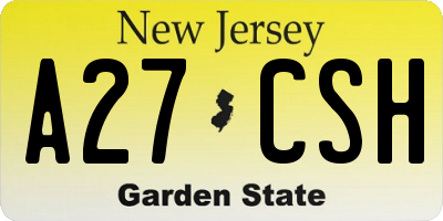 NJ license plate A27CSH