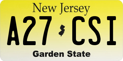 NJ license plate A27CSI