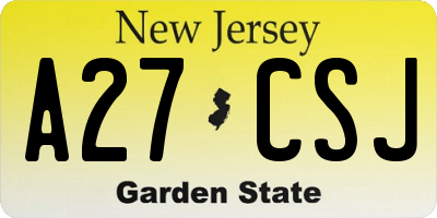 NJ license plate A27CSJ