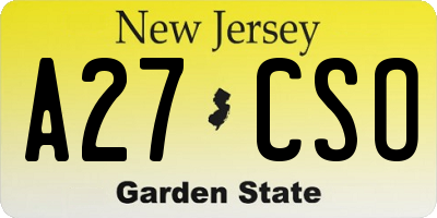 NJ license plate A27CSO