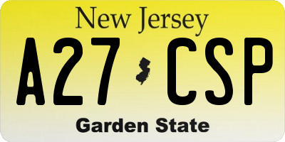NJ license plate A27CSP