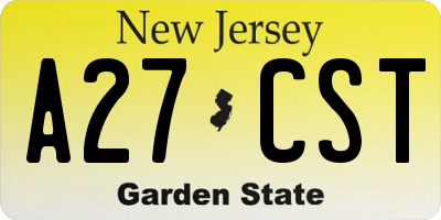 NJ license plate A27CST