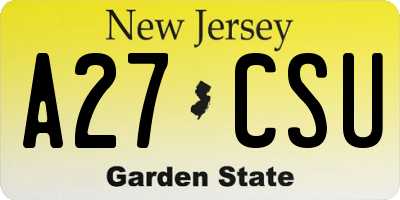 NJ license plate A27CSU