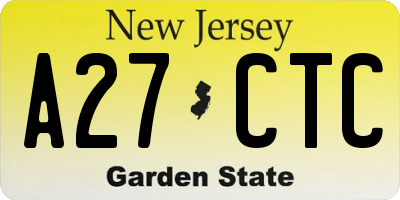 NJ license plate A27CTC
