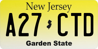 NJ license plate A27CTD