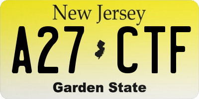 NJ license plate A27CTF