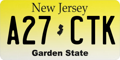 NJ license plate A27CTK