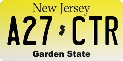 NJ license plate A27CTR