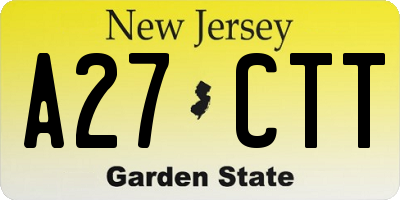 NJ license plate A27CTT