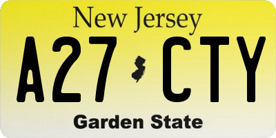 NJ license plate A27CTY