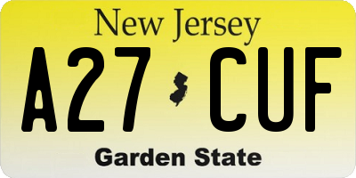 NJ license plate A27CUF