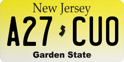 NJ license plate A27CUO