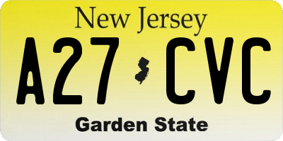 NJ license plate A27CVC