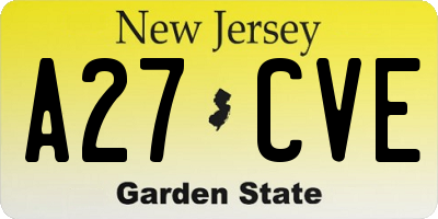 NJ license plate A27CVE