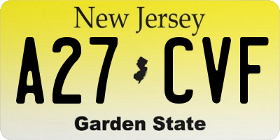 NJ license plate A27CVF
