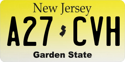 NJ license plate A27CVH
