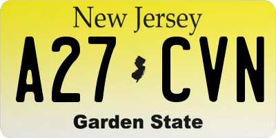 NJ license plate A27CVN