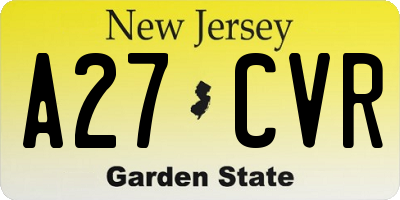 NJ license plate A27CVR