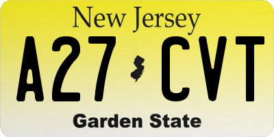 NJ license plate A27CVT