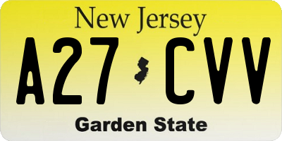 NJ license plate A27CVV