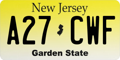 NJ license plate A27CWF