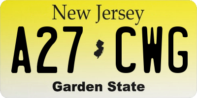 NJ license plate A27CWG