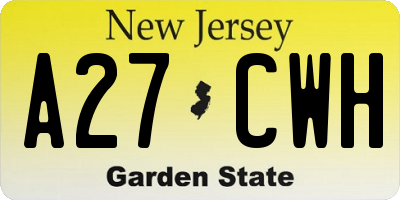 NJ license plate A27CWH