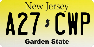 NJ license plate A27CWP