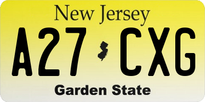 NJ license plate A27CXG