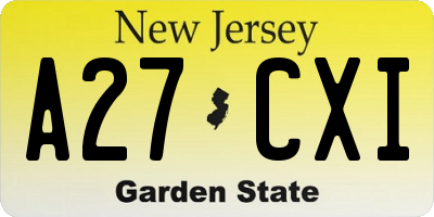 NJ license plate A27CXI