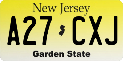 NJ license plate A27CXJ