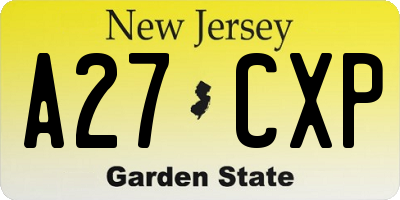 NJ license plate A27CXP