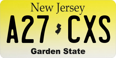 NJ license plate A27CXS