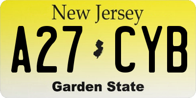 NJ license plate A27CYB