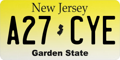 NJ license plate A27CYE
