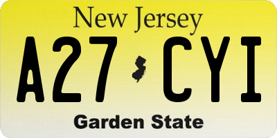 NJ license plate A27CYI