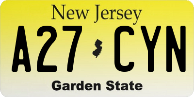 NJ license plate A27CYN
