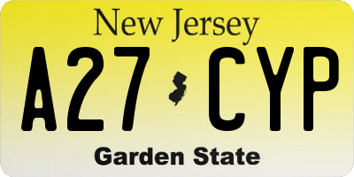 NJ license plate A27CYP