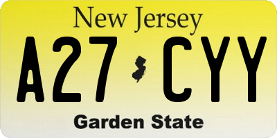 NJ license plate A27CYY