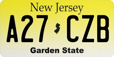 NJ license plate A27CZB