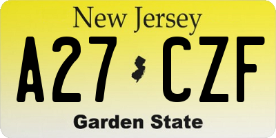 NJ license plate A27CZF